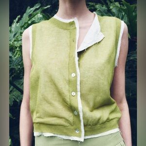 ISO ZARA CONTRAST LINEN BLEND TOP